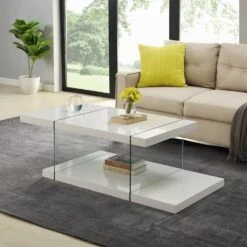 Albion White High Gloss And Glass Coffee Table