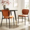 Kelmarsh Set Of 2 Orange Velvet Upholstered Dining Chairs
