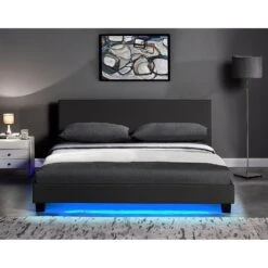 URSA Black PU Leather Bed Frame With LED On Footend -Best Furniture Shop 2 d9955399 7541 4785 875a 9b184dc369e9