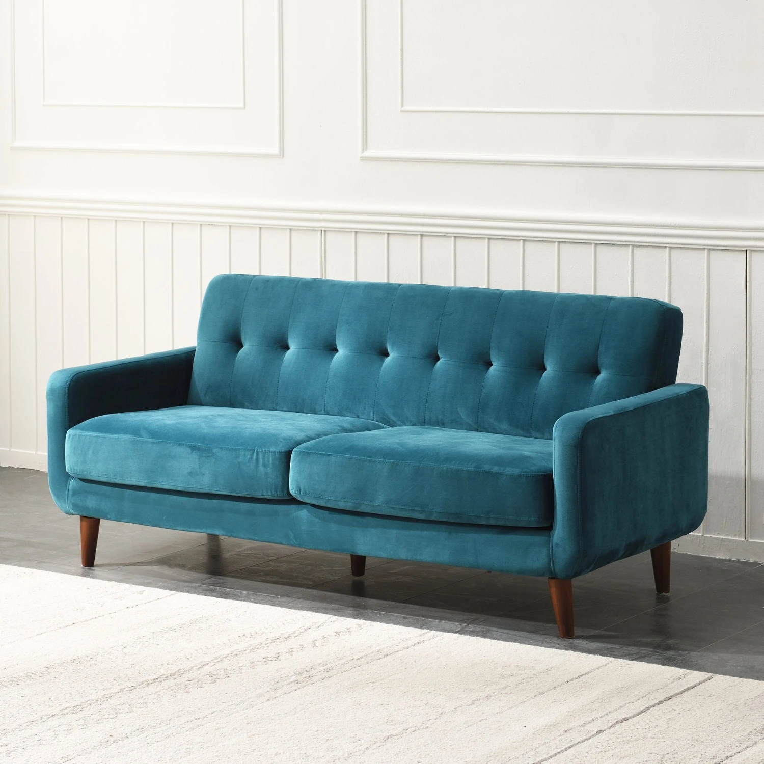 Clarence Sofa Range In Teal Blue Velvet 3 Clarence Sofa Range In Teal Blue Velvet - Image 3