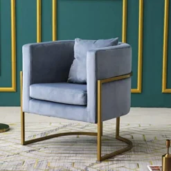 Gracie Accent Chair In Blue Velvet