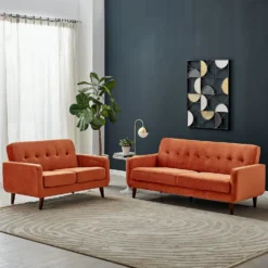 Clarence Sofa Range In Burnt Orange Velvet