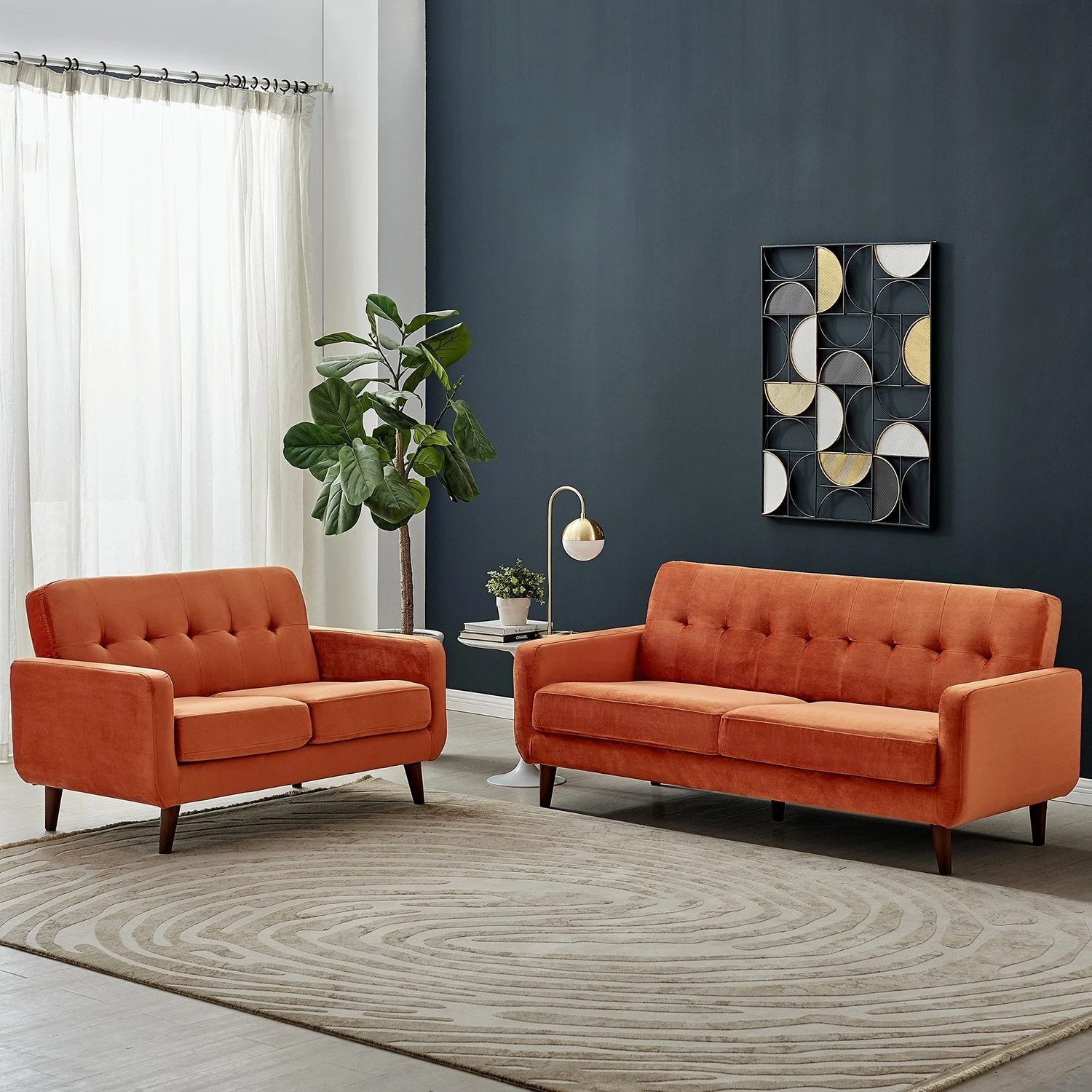 Clarence Sofa Range In Burnt Orange Velvet 1 Clarence Sofa Range In Burnt Orange Velvet