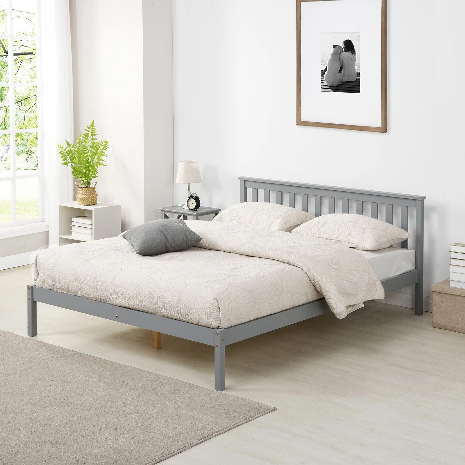 Linnelle Solid Wood Bed Frame In Grey 1 Linnelle Solid Wood Bed Frame In Grey