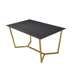 SIERRE 6 Seater Dark Oak Dining Table With Geometric Metal Legs -Best Furniture Shop 71EVYRxvw 2BL. SL1500