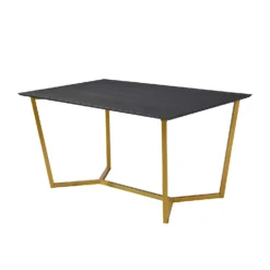 SIERRE 6 Seater Dark Oak Dining Table With Geometric Metal Legs -Best Furniture Shop 71HGKNX 2BaEL. SL1500