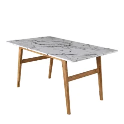 ASCONA White Marble Effect 6-Seater Dining Table With Solid Oak Legs -Best Furniture Shop 71IsjRbbCLL. SL1500