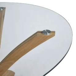 Lugano 110cm Round Glass Top Solid Oak Legs Dining Table -Best Furniture Shop 71eCpFc5ezL. SL1500