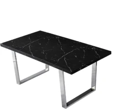 BIASCA 6-Seater High Gloss Marble Effect Dining Table With Silver Chrome Legs Black -Best Furniture Shop 71gpfrgLRlL. AC SL1500