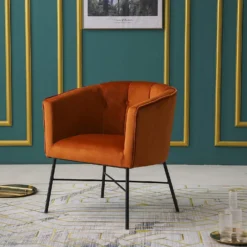 Aurelie Tub Chair In Burnt Orange Velvet