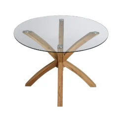 Lugano 110cm Round Glass Top Solid Oak Legs Dining Table -Best Furniture Shop 81G5PtBMNbL. SL1500