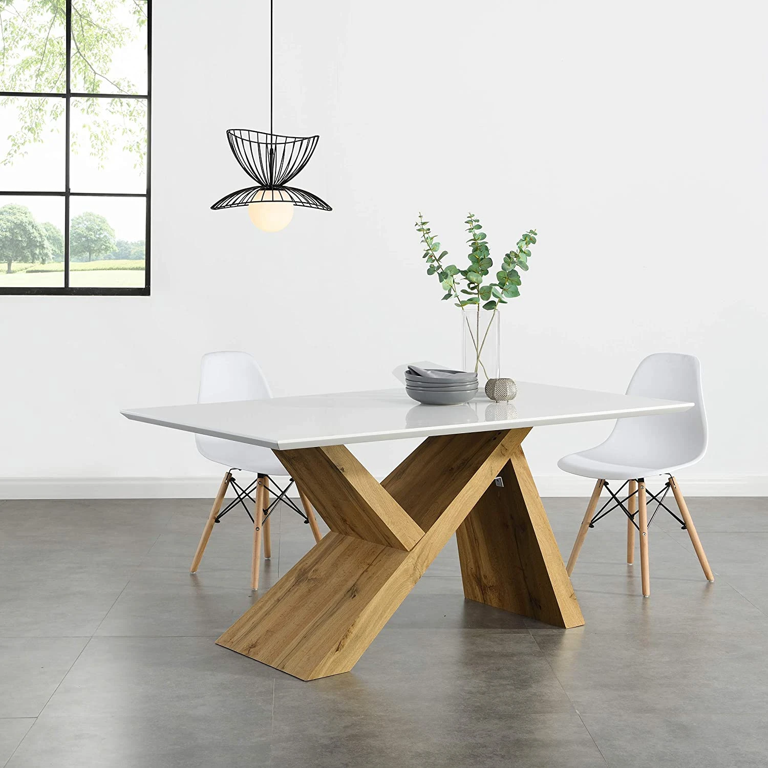 Orillia Oak Effect 160 Cm Dining Tablewith White Top 1 Orillia Oak Effect 160 Cm Dining Tablewith White Top