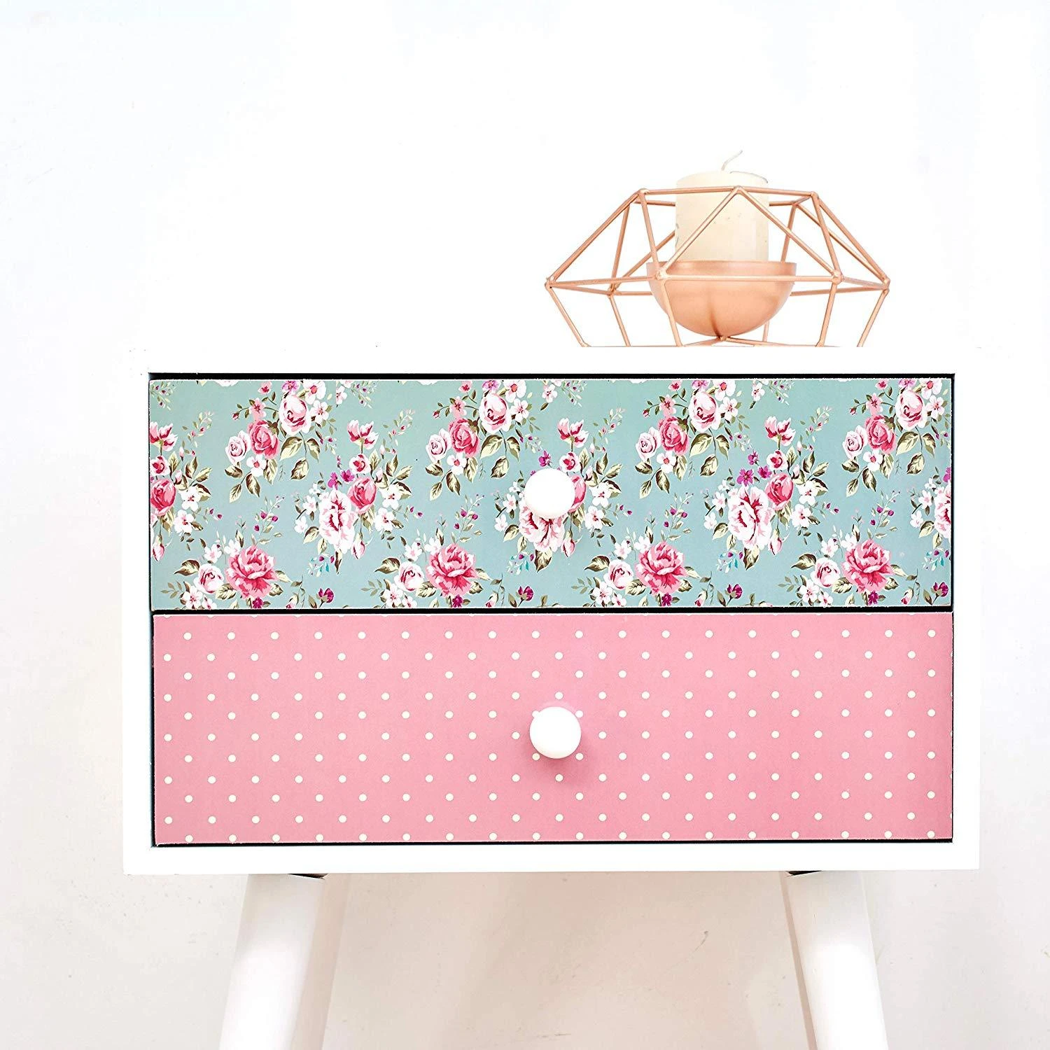 Cherry Tree Furniture CANTERBURY Wooden 2-Drawer Bedside Table Nightstand, Rose & Polka Dot Pattern 5 Cherry Tree Furniture CANTERBURY Wooden 2-Drawer Bedside Table Nightstand, Rose & Polka Dot Pattern - Image 5