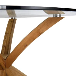 Lugano 110cm Round Glass Top Solid Oak Legs Dining Table -Best Furniture Shop 81tB79pq pL. SL1500