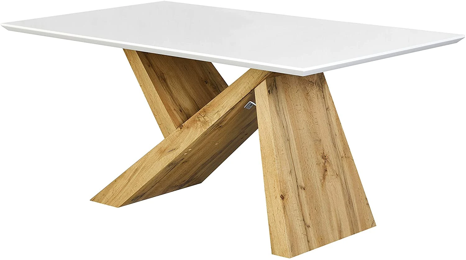 Orillia Oak Effect 160 Cm Dining Tablewith White Top 3 Orillia Oak Effect 160 Cm Dining Tablewith White Top - Image 3