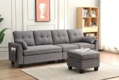 Brunswick Large 4-Seater Storage Chaise Sofa In Dark Grey -Best Furniture Shop 912C5 uyGKL. AC SL1500