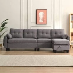 Brunswick Large 4-Seater Storage Chaise Sofa In Dark Grey -Best Furniture Shop 91YfJjRV 2BpL. AC SL1500