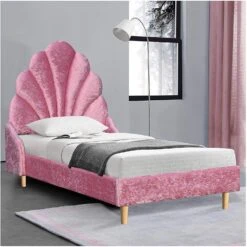 Cherry Tree Furniture ARIEL Pink Crushed Velvet Upholstered Kid's Princess Bed With Scalloped Headboard -Best Furniture Shop 91rXoXyP7QL. AC SL1500