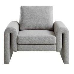 Hampstead Grey Boucle Curved Armchair -Best Furniture Shop ACH 2161 GREY BOUCLE WB1