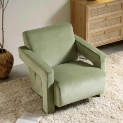 Brompton Sculptural Armchair, Lichen Velvet -Best Furniture Shop ACH 2173 LICHEN VEL scene2