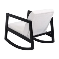Fyne Ecru Boucle Rocking Armchair, Black Frame -Best Furniture Shop ACH 38 ECRU BLACK WB4