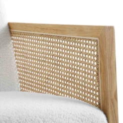 Fyne Ecru Boucle Rocking Armchair With Rattan Armrests -Best Furniture Shop ACH 40 ECRU NAT detail2