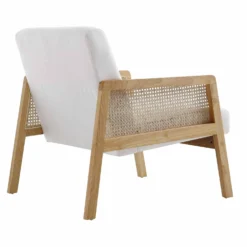 Fyne Beige Fabric Natural Frame Rattan Armchair -Best Furniture Shop ACH 608 BEIGEFAB NAT WB4