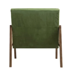 Fyne Moss Green Velvet Walnut Frame Rattan Armchair 19 Fyne Moss Green Velvet Walnut Frame Rattan Armchair -Best Furniture Shop ACH 608 GREENVEL WALN WB5