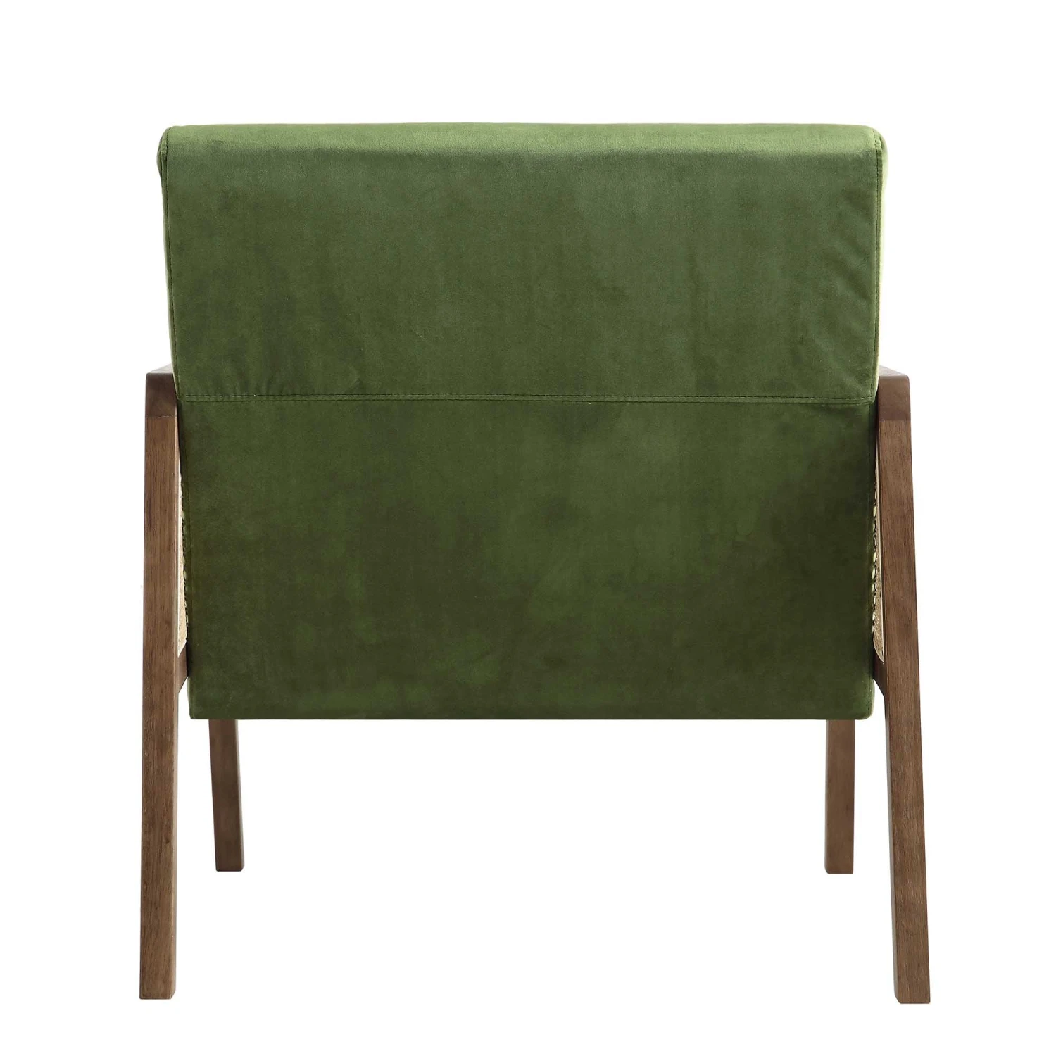 Fyne Moss Green Velvet Walnut Frame Rattan Armchair 8 Fyne Moss Green Velvet Walnut Frame Rattan Armchair - Image 8