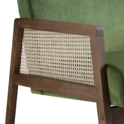 Fyne Moss Green Velvet Walnut Frame Rattan Armchair 22 Fyne Moss Green Velvet Walnut Frame Rattan Armchair -Best Furniture Shop ACH 608 GREENVEL WALN detail3