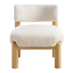 Okja Ecru Sherpa Faux Shearling Accent Chair -Best Furniture Shop ACH 728 WHITE SHERPA WB1