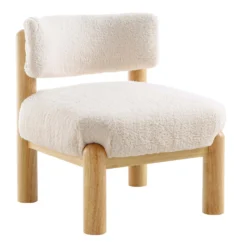 Okja Ecru Sherpa Faux Shearling Accent Chair -Best Furniture Shop ACH 728 WHITE SHERPA WB2