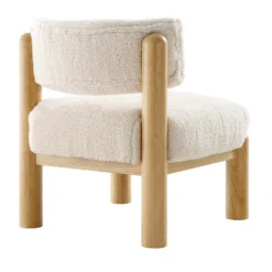 Okja Ecru Sherpa Faux Shearling Accent Chair -Best Furniture Shop ACH 728 WHITE SHERPA WB4