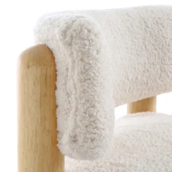Okja Ecru Sherpa Faux Shearling Accent Chair -Best Furniture Shop ACH 728 WHITE SHERPA detail1