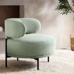 Penn Sage Green Boucle Wing Back Accent Chair -Best Furniture Shop ACH 750 GREEN BOUCLE scene2