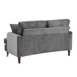 Brigette 2-Seater Grey Velvet Sofa With Antique Brass Castor Legs -Best Furniture Shop AYSF 010 GREY VEL 2ST WB3