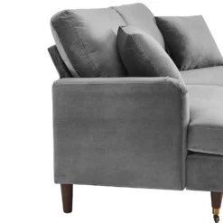 Brigette 2-Seater Grey Velvet Sofa With Antique Brass Castor Legs -Best Furniture Shop AYSF 010 GREY VEL detail1