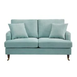 Brigette 2-Seater Mint Soft Brushed Sofa With Antique Brass Castor Legs -Best Furniture Shop AYSF 010 MINT VEL 2ST 1