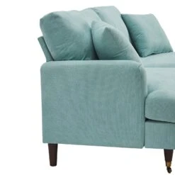 Brigette 2-Seater Mint Soft Brushed Sofa With Antique Brass Castor Legs -Best Furniture Shop AYSF 010 MINT VEL detail1