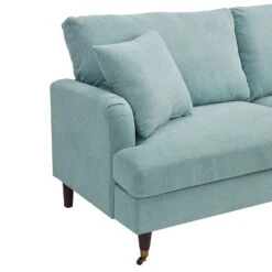 Brigette 2-Seater Mint Soft Brushed Sofa With Antique Brass Castor Legs -Best Furniture Shop AYSF 010 MINT VEL detail2
