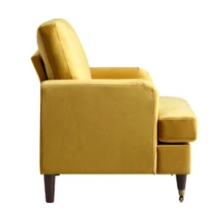 Brigette Mustard Velvet Armchair With Antique Brass Castor Legs 16 Brigette Mustard Velvet Armchair With Antique Brass Castor Legs -Best Furniture Shop AYSF 010 MUSTARD VEL 1ST WB3