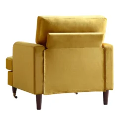 Brigette Mustard Velvet Armchair With Antique Brass Castor Legs 17 Brigette Mustard Velvet Armchair With Antique Brass Castor Legs -Best Furniture Shop AYSF 010 MUSTARD VEL 1ST WB4
