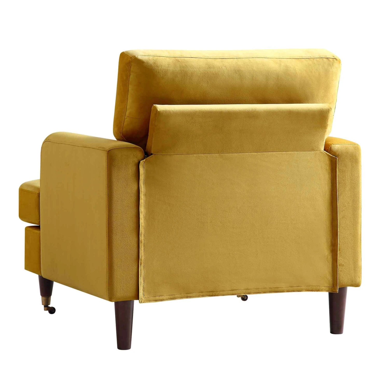 Brigette Mustard Velvet Armchair With Antique Brass Castor Legs 7 Brigette Mustard Velvet Armchair With Antique Brass Castor Legs - Image 7