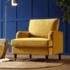 Brigette Mustard Velvet Armchair With Antique Brass Castor Legs
