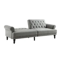 Hanney 3-Seater Chesterfield Sofabed In Grey Velvet 23 Hanney 3-Seater Chesterfield Sofabed In Grey Velvet -Best Furniture Shop AYSF 011 GREY VEL WB3
