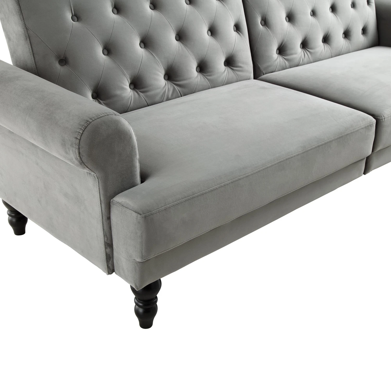 Hanney 3-Seater Chesterfield Sofabed In Grey Velvet 14 Hanney 3-Seater Chesterfield Sofabed In Grey Velvet - Image 14