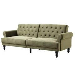 Hanney 3-Seater Chesterfield Sofabed In Moss Green Velvet -Best Furniture Shop AYSF 011 MOSSGREEN VEL WB2