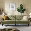 Hanney 3-Seater Chesterfield Sofabed In Moss Green Velvet