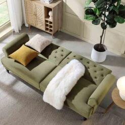 Hanney 3-Seater Chesterfield Sofabed In Moss Green Velvet -Best Furniture Shop AYSF 011 MOSSGREEN VEL scene2
