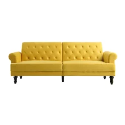 Hanney 3-Seater Chesterfield Sofabed In Mustard Yellow Velvet -Best Furniture Shop AYSF 011 MUSTARD VEL WB1